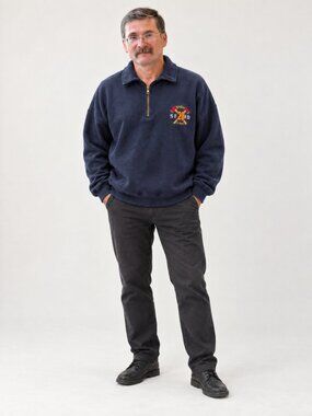 Jerzees Dark blue quarter-zip sweatshirt with a collar, long sleeves, size XL